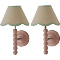Bobbins Rose Wall Light with Trim Scallop Shade - Sage Green / Yes / 2