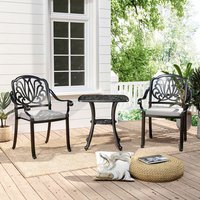 Garden Dining Set with Hollow Woven Pattern - Black