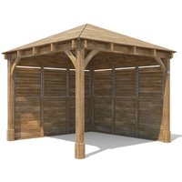 10x10ft Dunster House Wooden Walled Gazebo - Brown