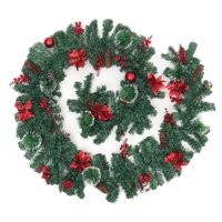 Lifeideas 270cm LED Berry Flower Christmas Garland - Red&Green