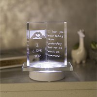 Glass Book Plaque Sentimental LED Light Love - Clear