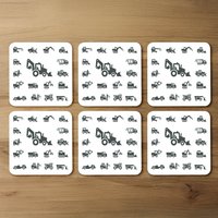 Construction equipment Designer Coaster Set - White