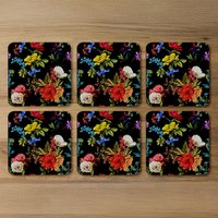 Bright Vibrant Flowers Coaster - Red