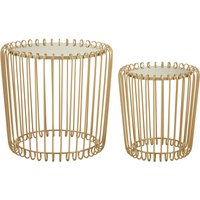 Avantis Set Of Two Champagne Wireframe Side Tables - Gold