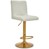 Baina White And Gold Bar Stool With Round Base - White