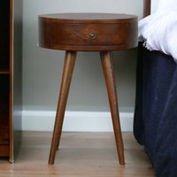 Solid Wood Nordic Chestnut Circular Bedside - Brown