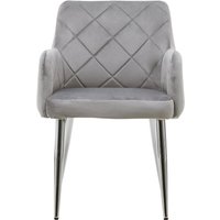 Tamzin Mink Velvet Quilted Dining Chair with Chrome Finish Legs - Brown