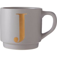 Signet Grey Monogram Mug, J - Grey