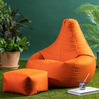 Recliner Indoor Outdoor Bean Bag and Pouffe - Burnt Orange
