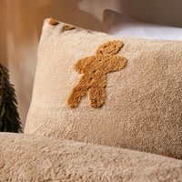 OHS Tufted Gingerbread Man Duvet Cover with Pillowcase Bedding Set in Natural | Size: Single