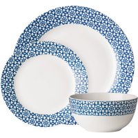 Avie Casablanca 12 Piece Blue Dinner Set - White