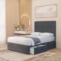 Verona Velvet 4000 Pacific Orthopaedic Pocket Spring Divan Bed Set 54" Headboard - Charcoal / Small Single / 2