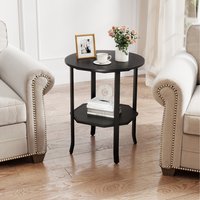 2-Tier Industrial End Table - Black