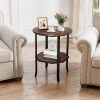 2-Tier Industrial End Table - Brown