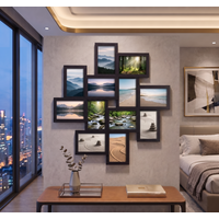12 Multiple - Apertures Irregular Shape Black Photo Frame Wall Hanging 6 X 4 Inches Picture Display Home Gallery Collage Décoration Present Idea