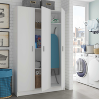 VITA 3 Door Broom Cupboard - White