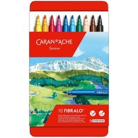 Caran d'Ache Fibralo 10 Water-Soluble Fibre Tip Pens in Metal Tin - Assorted Colours