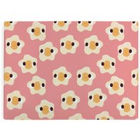 Novelty Kitchen Chopping Board - Pink Happy Fried Eggs Large Glass Worktop Saver - Pink