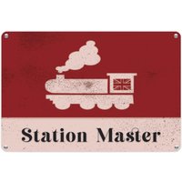 Retro Train Landscape Metal Wall Plaque - Home Décor Gift - Station Master - Station Master