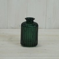 Charming Green Ribbed Glass Bottle - Emerald