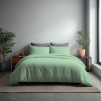 Snug City Microfibre Soft Touch Duvet Cover & Pillowcase/s Set Bed Linen in Duck Egg Blue | Size: King