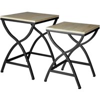 Set of 2 Metal and Wood Nested Tables - Multicolour