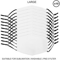 Large Face Masks Sublimation Blanks - 10 Pack - White