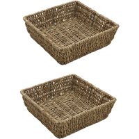 Square Seagrass Storage Tray - Brown / 2