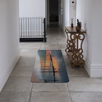 Wood bridge sunset at sea thailand Designer Runner Rug - Orange