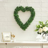 Topiary Boxwood and Leaves Wreath - Green