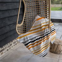Striped Pattern Orange Black Gray Beige And Brown Blanket - Orange
