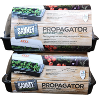 2 x 38cm Unheated Seed Starter Trays Grostart Midi Propagators Seedling Planters - Black