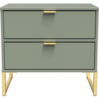 Diego Ready Assembled Double 2 Drawer Bedside Cabinet (Diego) - Reed Green