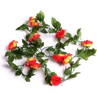 Best Artificial 7ft Red-Yellow Silk Rose Garland - Red-Yellow