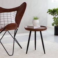 Chervey Solid Wood Side Table for Living Room - Walnut / 45.75cm
