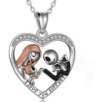 Halloween Zombie Bride Heart Necklace - Black
