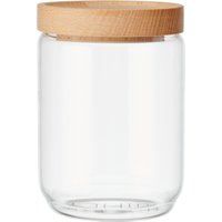 Idilica Glass Storage Jar with Beechwood Lid, 500ml - Clear