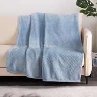 Waffle Honeycomb Mink Throw - Blue / 200cm