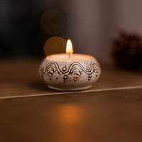 Bohemian Tealight Candle Holder Ceramic - Cream,Brown