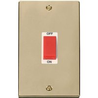 Polished Brass 2 Gang Size 45A Switch - White