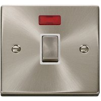 Satin Brushed Chrome 1 Gang 20A Ingot DP Switch With Neon - White