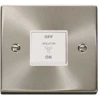 Satin Brushed Chrome 10A 3 Pole Fan Isolation Switch - White