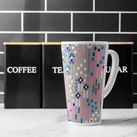 Selection Of Flowers In Pink Blue White Latte Mug - Pink
