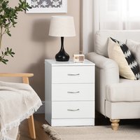 HOMCOM Modern 3 Drawers Side Cabinet Wooden Nightstand - White