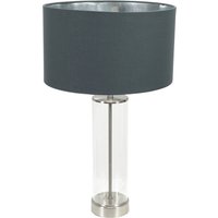 Balan Glass with Chrome Table Lamp Charcoal Metallic Chrome Inner Shade and Bulb - Charcoal