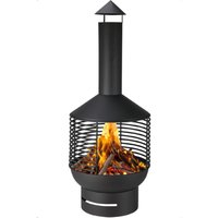 Chiminea Fireplace with Base and Top - Black