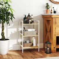 HOMCOM 4 Tier Bamboo Bathroom Storage Shelf with Adjustable Rack - White / 80cm