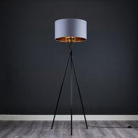 Camden Tripod Floor Lamp with Metallic Inner Shade and Bulb - Gold