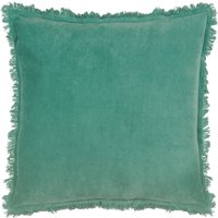 Gracie Velvet Fringed Cushion - Teal / Polyester