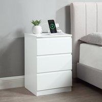 USB-A and USB-C Plug Charging Station Bedside Table - White / 2 / ABSParticle BoardWood